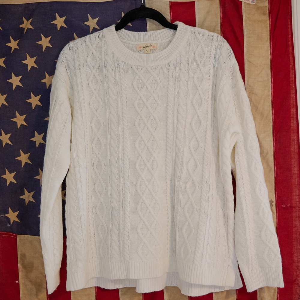 Women's White Cable Knit Sweater Magnolia Boutique